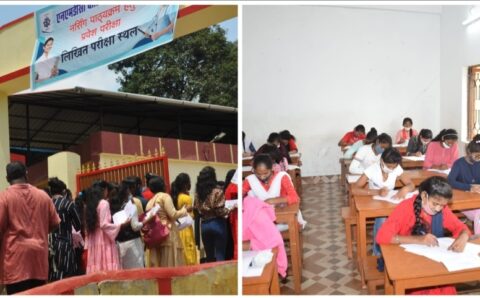 नर्सिंग परीक्षा देने पहुंची बस्तर क्षेत्र की आदिवासी बालिकाएँ, एनएमडीसी, बचेली द्वारा संचालित इस योजना में लगभग 765 छात्राओं ने लिया भाग