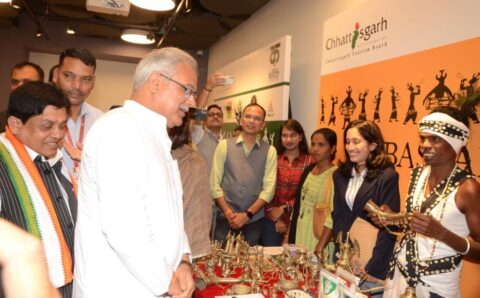 मुख्यमंत्री भूपेश बघेल नई दिल्ली के किरण नादर म्यूजियम ऑफ आर्ट में आयोजित टूरिज्म कॉन्क्लेव में शामिल हुए