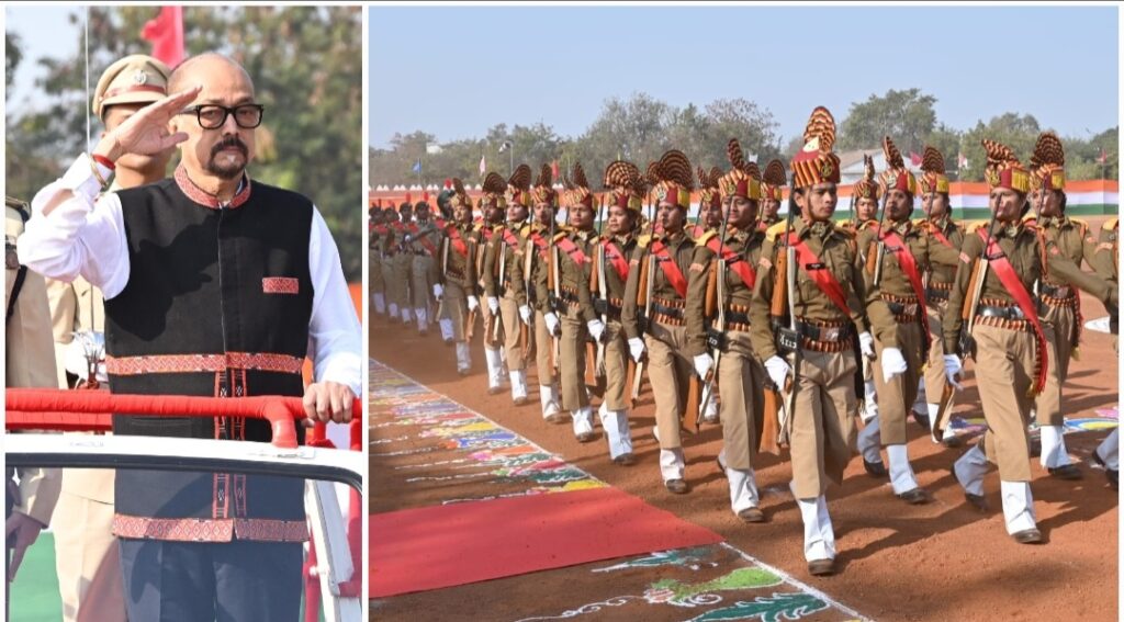 गणतंत्र दिवस  पर राज्यपाल रमेन डेका ने रायपुर पुलिस परेड ग्राउंड में किया ध्वजारोहण, परेड की ली सलामी