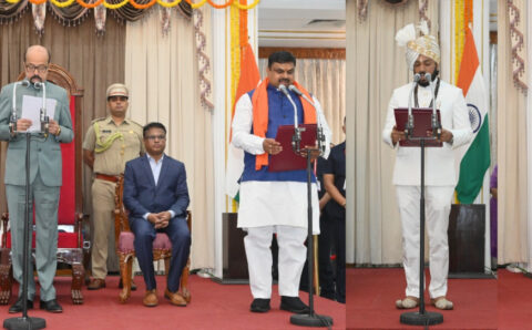 राज्यपाल डेका ने दिलाई तीन मंत्रियों को शपथ