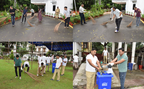 राजभवन परिसर में अधिकारियों-कर्मचारियों ने की साफ-सफाई