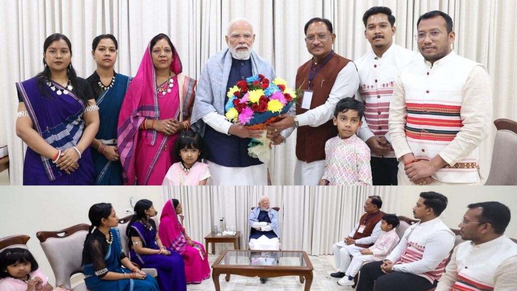 प्रधानमंत्री मोदी ने की मुख्यमंत्री साय संग परिवार से मुलाकात