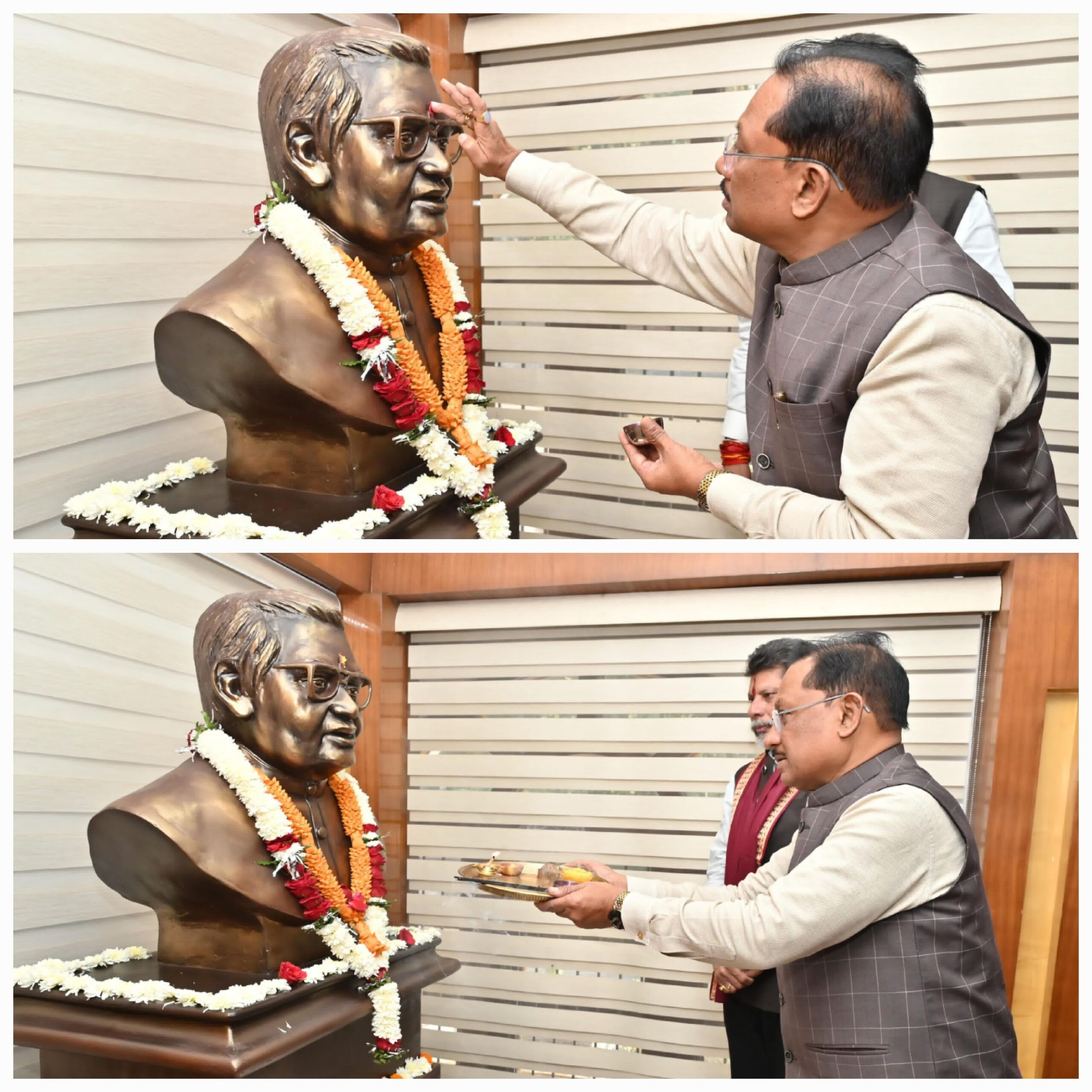 मुख्यमंत्री साय ने अटल बिहारी वाजपेयी की प्रतिमा पर माल्यार्पण कर दी श्रद्धांजलि
