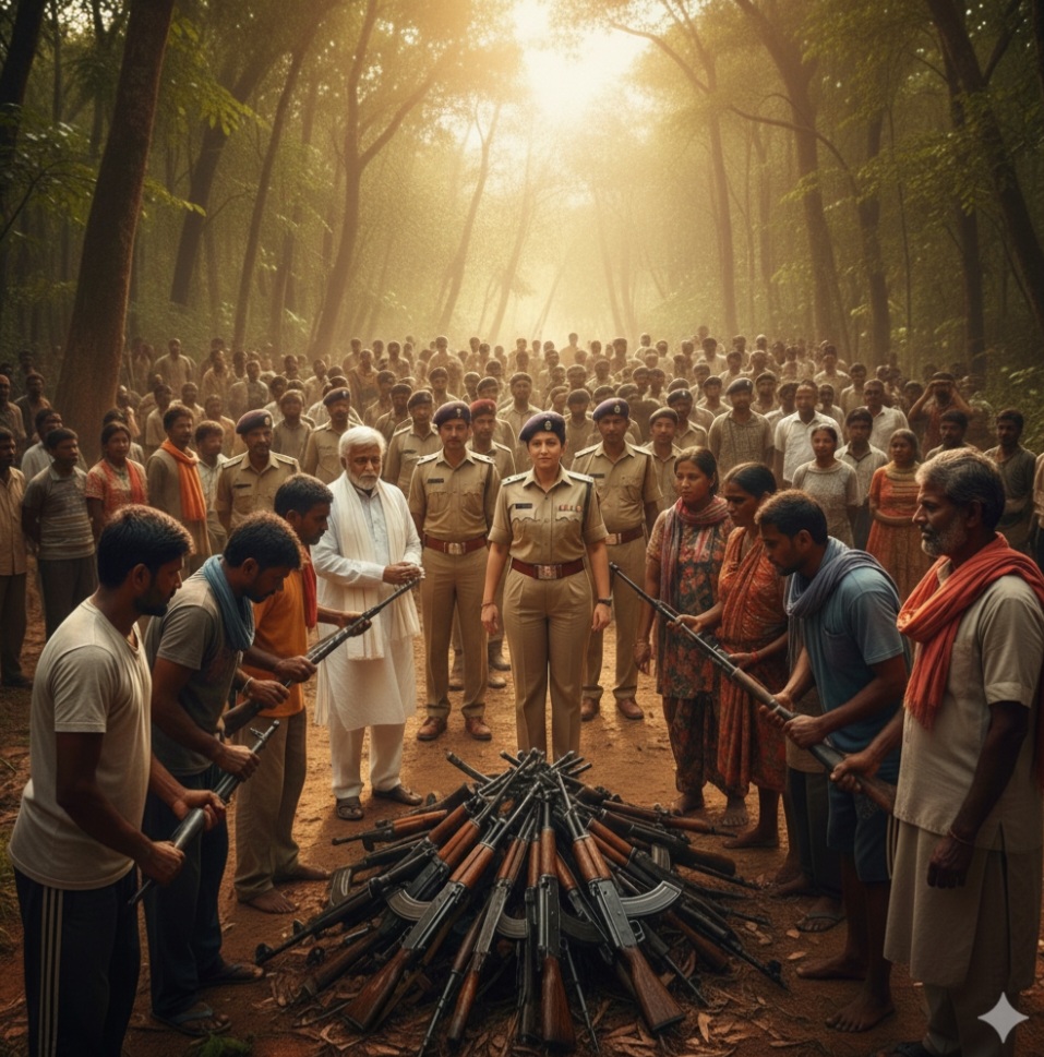 दक्षिण बस्तर में 51 माओवादी कैडरों का आत्मसमर्पण, शांति और विकास की दिशा में बड़ा कदम – मुख्यमंत्री साय